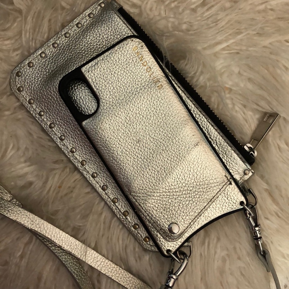 Silver iPhone X Bandolier case and wallet